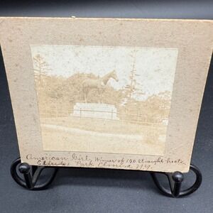 Antique Photo Horse‎ Statue "American Girl" Eldridge Park Elmira NY 150 Wins